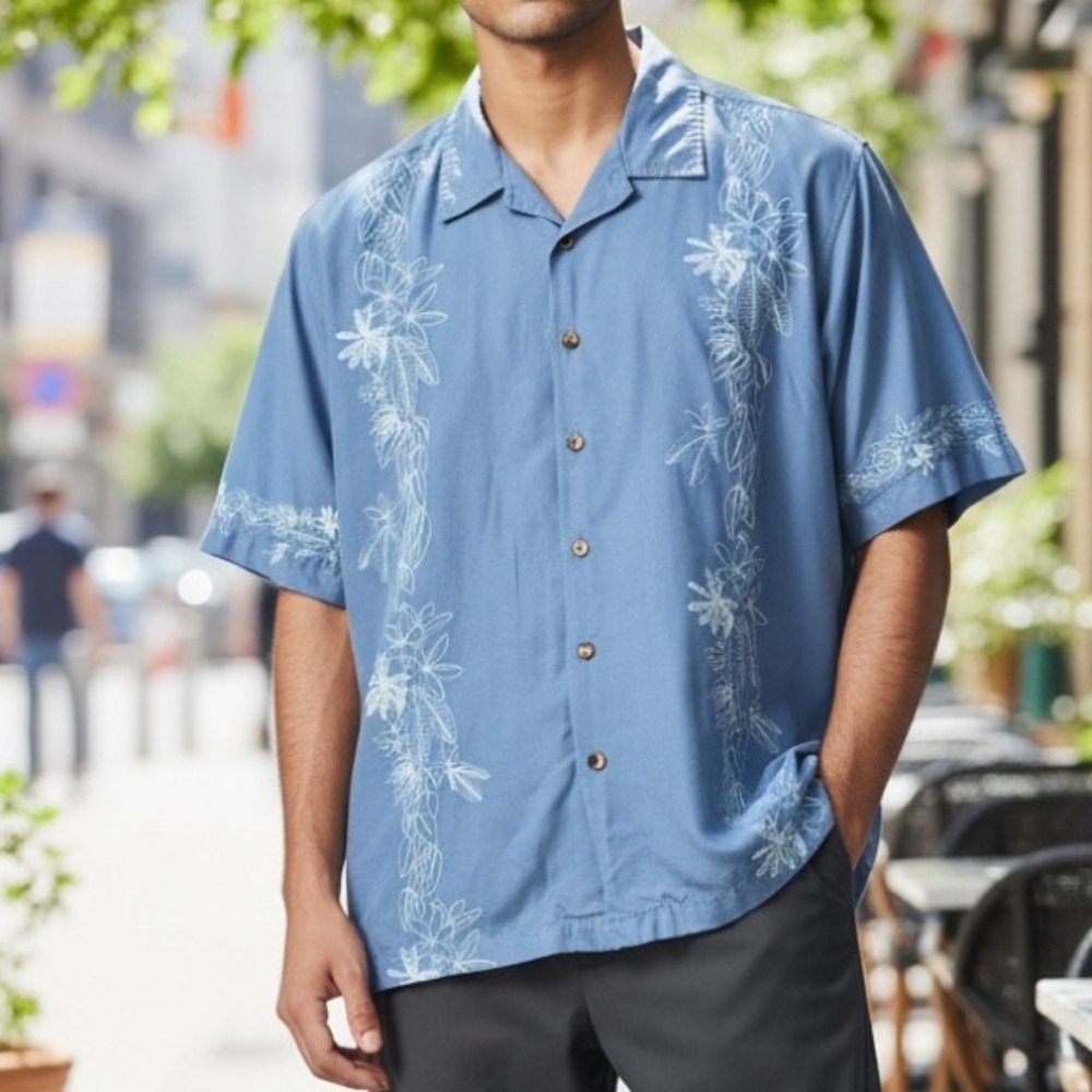 Hinano aloha shirt with flower pattern, L